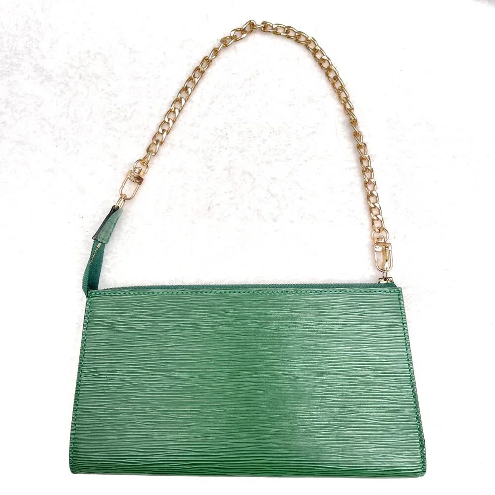 Louis Vuitton Green Epi Vintage Leather Pochette Clutch Shoulder Bag - Picture 10 of 16